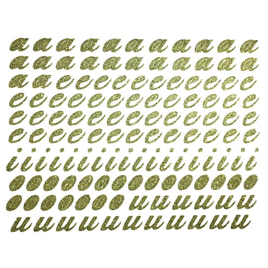 JAM Paper Lowercase Vowels Gold Script Floral Adhesive